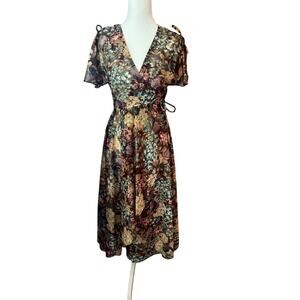 Vintage Floral Wrap Dress 70's